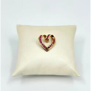 Vintage 10kt gold and ruby heart pendant